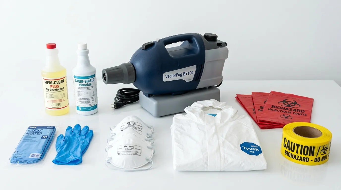 Professional biohazard remediation crew working in Groves